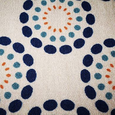 Deerlux Modern Living Room Area Rug with Nonslip Backing, Multicolor Circle Spring Burst Pattern