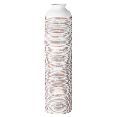 Modern Ribbed Trumpet Style Designed Table Vase for Entryway Dining or Living Room