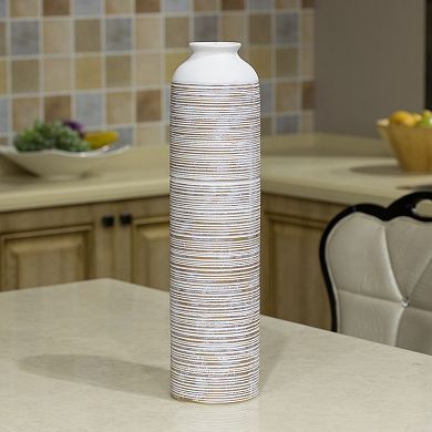 Modern Ribbed Trumpet Style Designed Table Vase for Entryway Dining or Living Room
