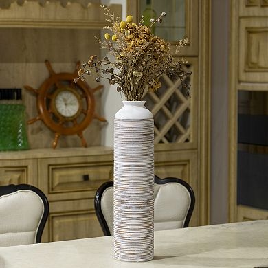 Modern Ribbed Trumpet Style Designed Table Vase for Entryway Dining or Living Room