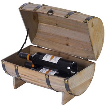 Wooden Wine Barrel Shaped Treasure Chest Vintage Decorative Wine Holder