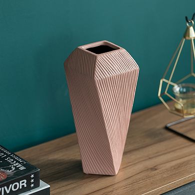 Decorative Ceramic Square Twisted Centerpiece Table Vase