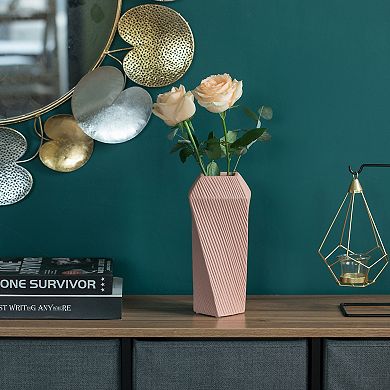 Decorative Ceramic Square Twisted Centerpiece Table Vase