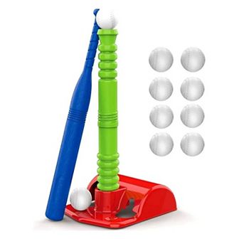 Toddler T ball Set for Kids 3-5 with 23" Batting Tee - Baseball Tee Stand, 8 Soft Baseballs