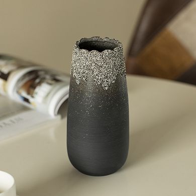 Boho Vases for Table Decor, Housewarming Gift, Black Ceramic Centerpiece Table Vase for Home Decor