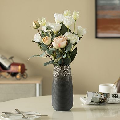 Boho Vases for Table Decor, Housewarming Gift, Black Ceramic Centerpiece Table Vase for Home Decor