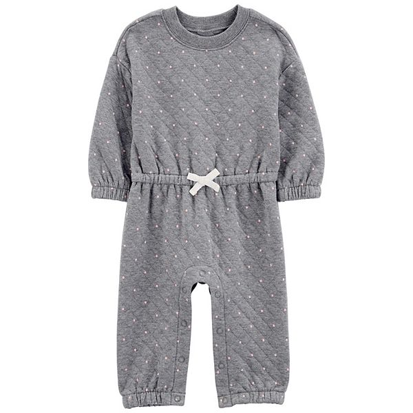 Carter s Baby Girls Quilted Jumpsuit Gray Size 18 Months