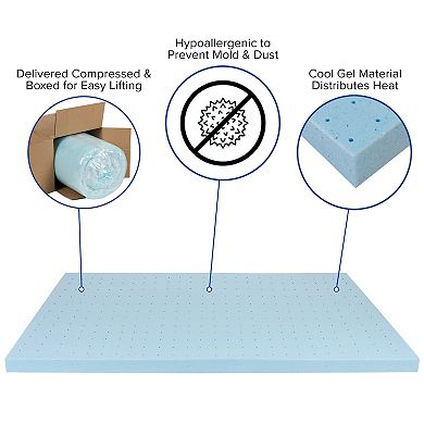 Emma and Oliver 3 Inch Gel Infused Cool Touch CertiPUR-US Certified Memory Foam Topper