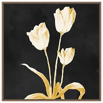 Floral Stillness On Black By Michael Marcon Framed Canvas Wall Art Print