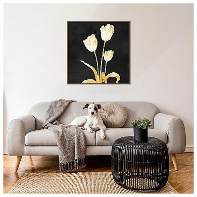 Floral Stillness On Black By Michael Marcon Framed Canvas Wall Art Print