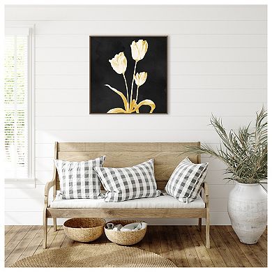 Floral Stillness On Black By Michael Marcon Framed Canvas Wall Art Print