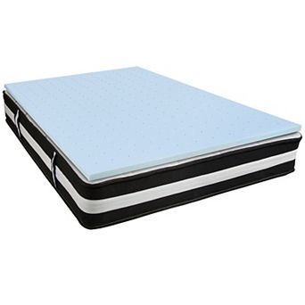 Emma and Oliver 12" Mattress & Gel Memory Foam Topper Bundle Set