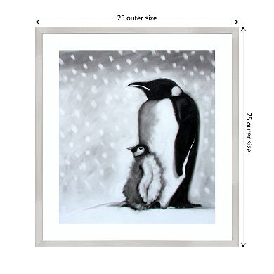 Father And Son Penguins By Paul Powis Wood Framed Wall Art Print