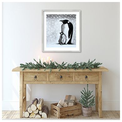 Father And Son Penguins By Paul Powis Wood Framed Wall Art Print