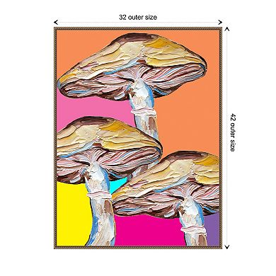 Colorful Mushrooms By Alice Straker Framed Canvas Wall Art Print