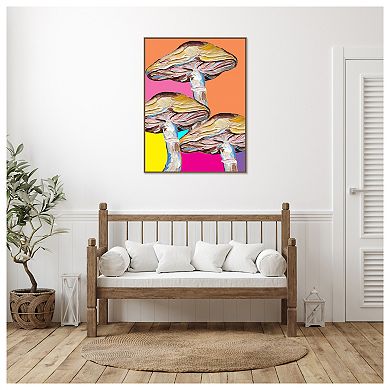 Colorful Mushrooms By Alice Straker Framed Canvas Wall Art Print