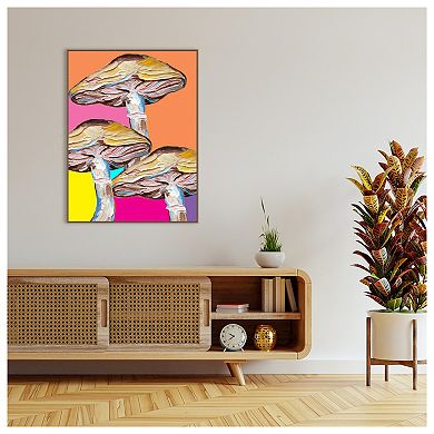Colorful Mushrooms By Alice Straker Framed Canvas Wall Art Print