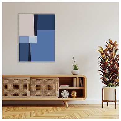 Blue Lines 3 By Alyson Storms Framed Canvas Wall Art Print