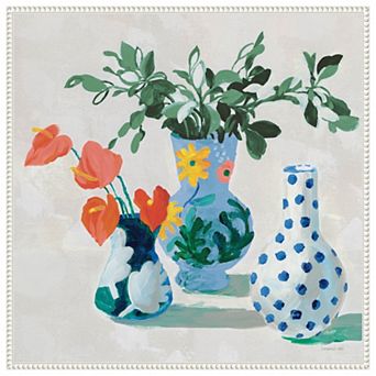 Bungalow Floral Vases By Danhui Nai Framed Canvas Wall Art Print