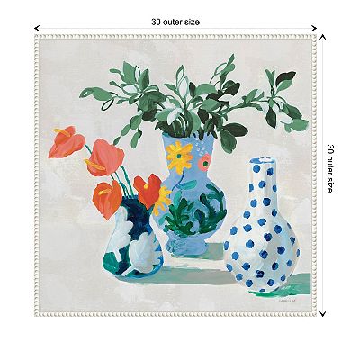 Bungalow Floral Vases By Danhui Nai Framed Canvas Wall Art Print