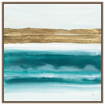 Abstract Gold Emerald Beach Iii By Chris Paschke Framed Canvas Wall Art Print