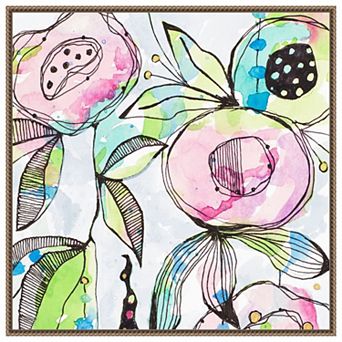 Blooming Summer Flowers By Krinlox Framed Canvas Wall Art Print