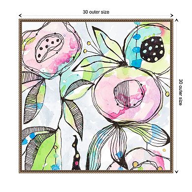Blooming Summer Flowers By Krinlox Framed Canvas Wall Art Print