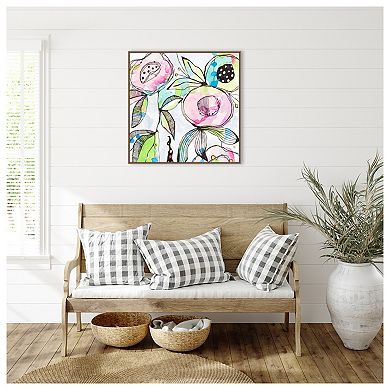 Blooming Summer Flowers By Krinlox Framed Canvas Wall Art Print