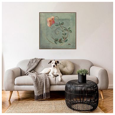 Floral Ornaments In Green Ii By Patricia Pinto Framed Canvas Wall Art Print