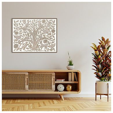 Animal Tree By Elizabeth Medley Framed Canvas Wall Art Print