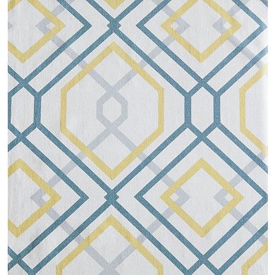 Kate Aurora Coordinating 4 Piece Geometric and Solid Grommet Top Window Curtain Set