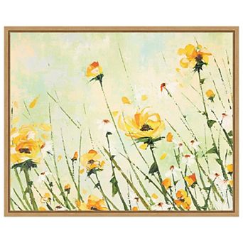 Chrysanthemum And Daisy Field By Emma Coghlan Framed Canvas Wall Art Print