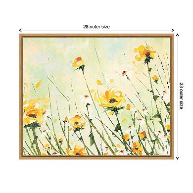 Chrysanthemum And Daisy Field By Emma Coghlan Framed Canvas Wall Art Print