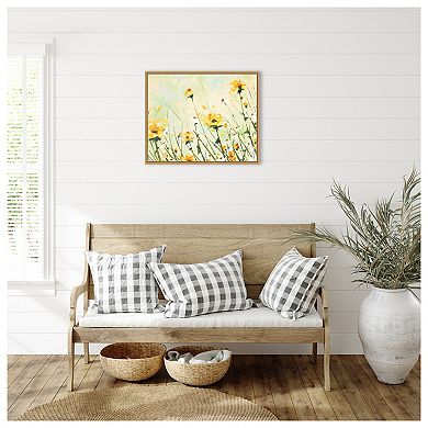 Chrysanthemum And Daisy Field By Emma Coghlan Framed Canvas Wall Art Print