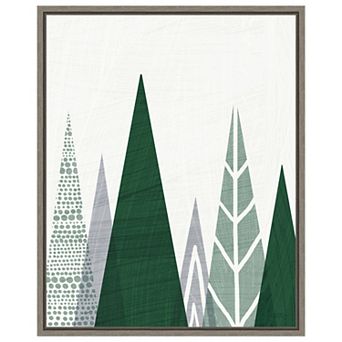 Geometric Forest Ii Green Gray By Michael Mullan Framed Canvas Wall Art Print
