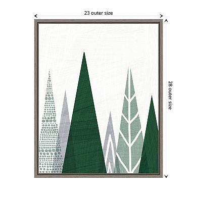 Geometric Forest Ii Green Gray By Michael Mullan Framed Canvas Wall Art Print