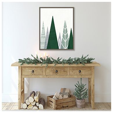 Geometric Forest Ii Green Gray By Michael Mullan Framed Canvas Wall Art Print