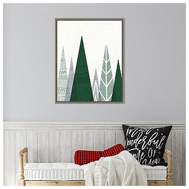 Geometric Forest Ii Green Gray By Michael Mullan Framed Canvas Wall Art Print