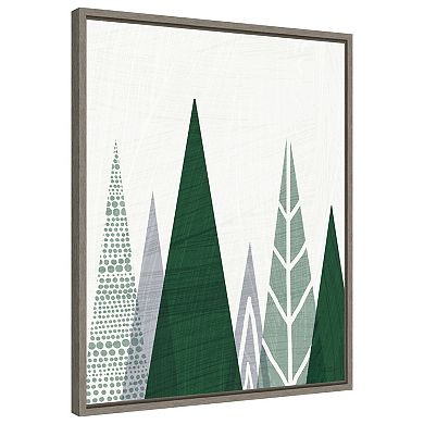 Geometric Forest Ii Green Gray By Michael Mullan Framed Canvas Wall Art Print