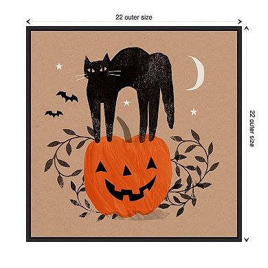 Halloween Cat Graphic I By Victoria Barnes Framed Canvas Wall Art Print