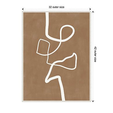 Brown Single Line Artwork By Elena Ristova Framed Canvas Wall Art Print