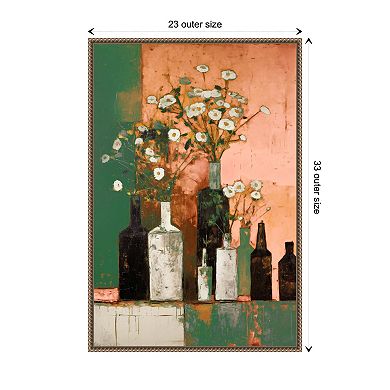 Bottles And Flowers By Treechild Framed Canvas Wall Art Print