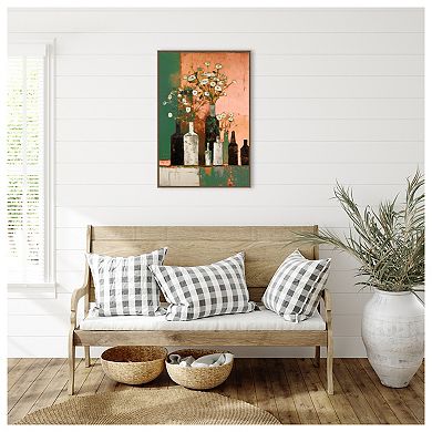 Bottles And Flowers By Treechild Framed Canvas Wall Art Print
