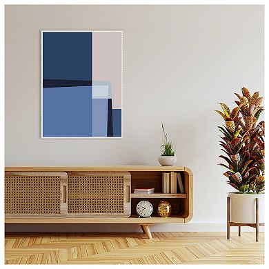 Blue Lines 2 By Alyson Storms Framed Canvas Wall Art Print