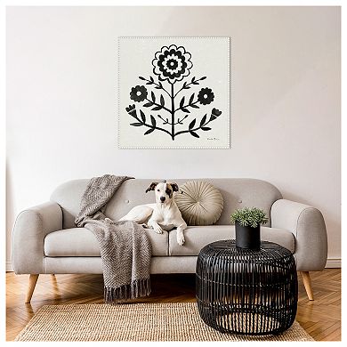 Garden Folk Flowers I Black By Farida Zaman Framed Canvas Wall Art Print