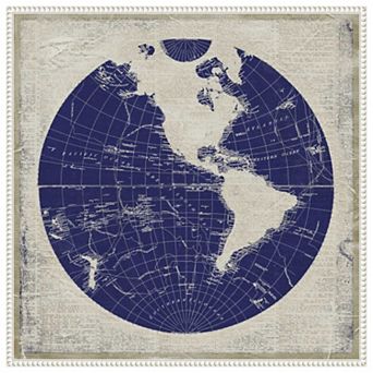 Blueprint Map I By Elizabeth Medley Framed Canvas Wall Art Print