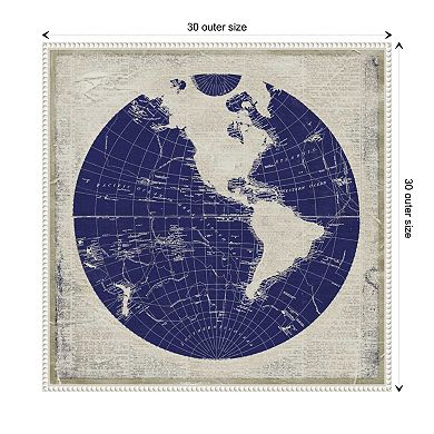 Blueprint Map I By Elizabeth Medley Framed Canvas Wall Art Print