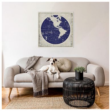 Blueprint Map I By Elizabeth Medley Framed Canvas Wall Art Print