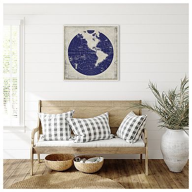 Blueprint Map I By Elizabeth Medley Framed Canvas Wall Art Print