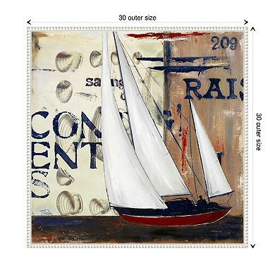 Blue Sailing Race Ii By Patricia Pinto Framed Canvas Wall Art Print